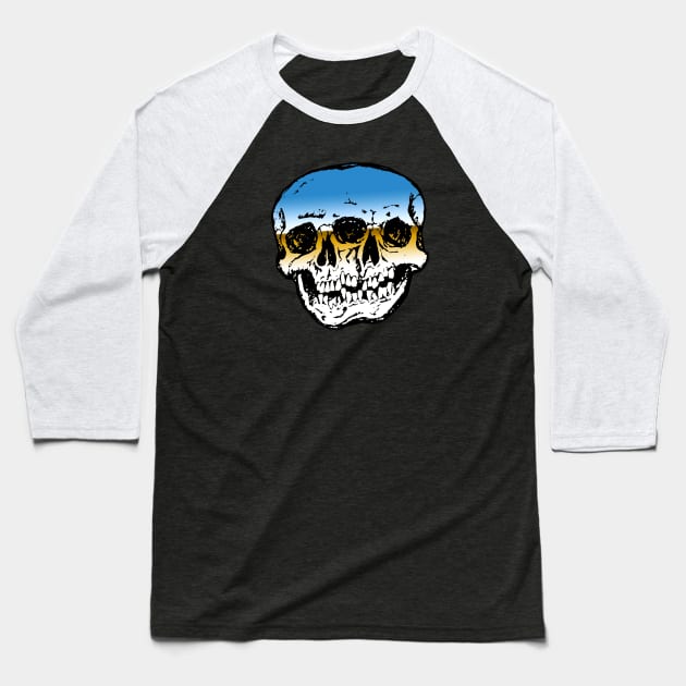 Conjoined Skulls Baseball T-Shirt by ArtGuyDesigns